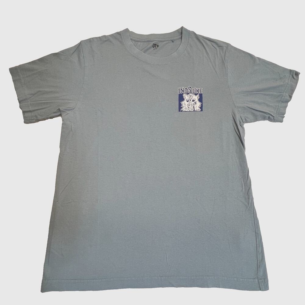 UT UNIQLO INOSUKE Women's Anime Graphic T-Shirt Short Sleeve Blue Gray, Sz L